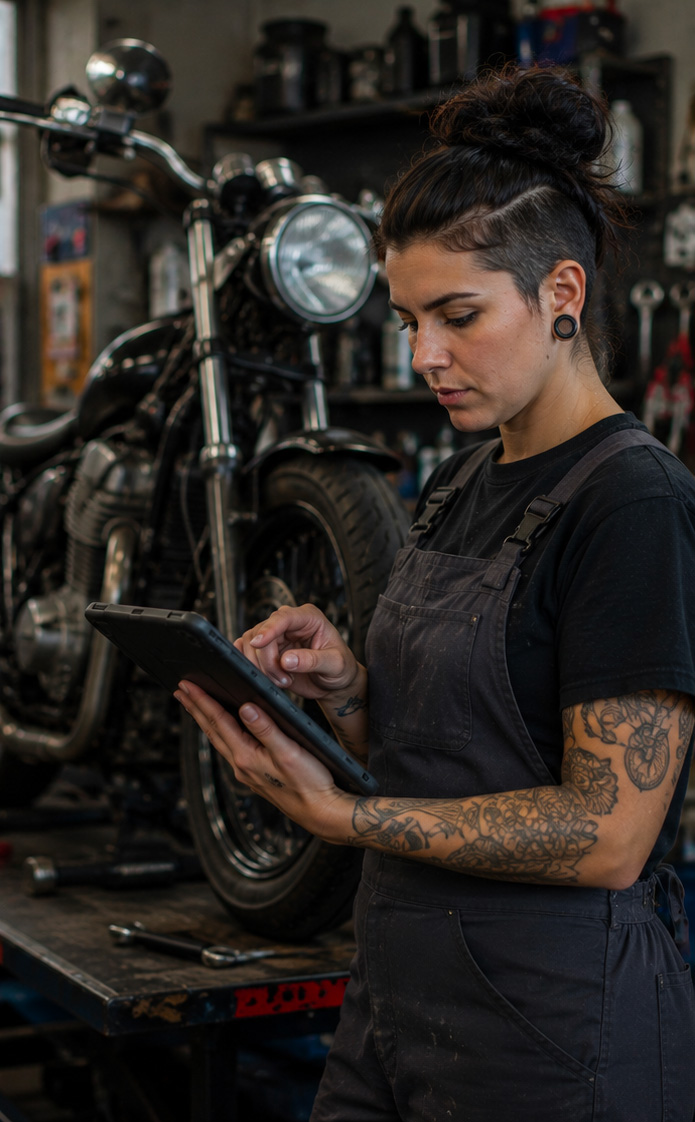 Digitaal onderhoudsboekje gebruiken in de motorwerkplaats