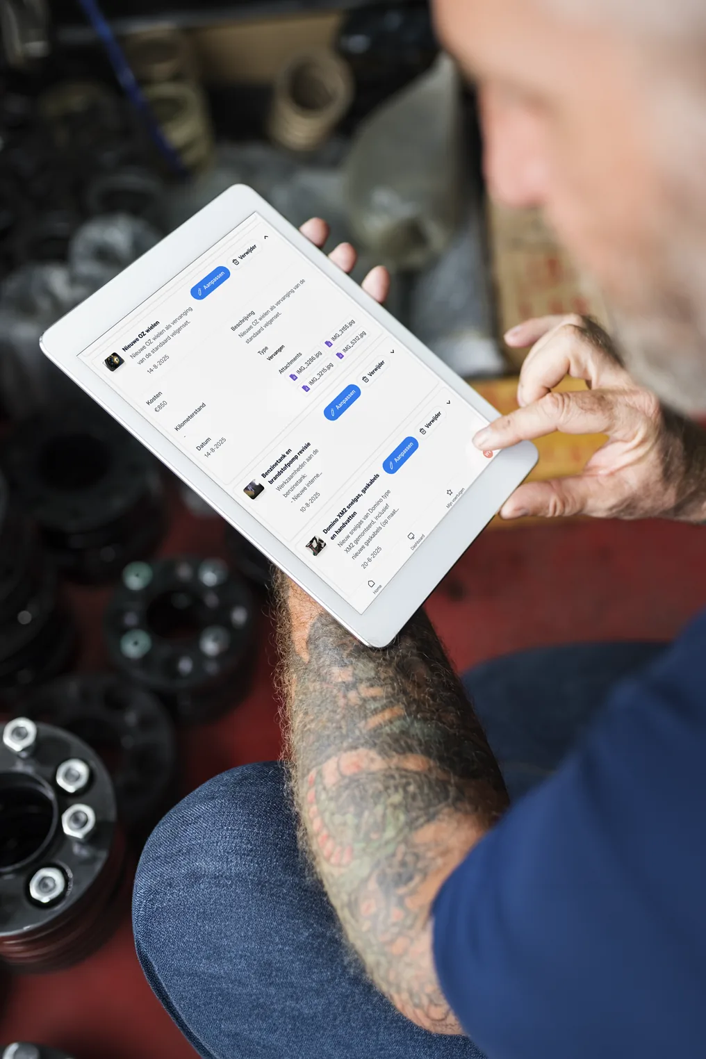 Onderhoudsoverzicht van GarageBook op tablet