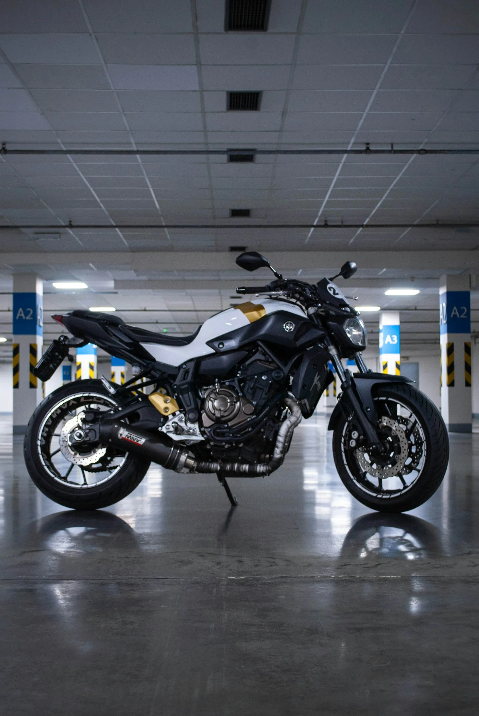 Yamaha MT-07 in garage